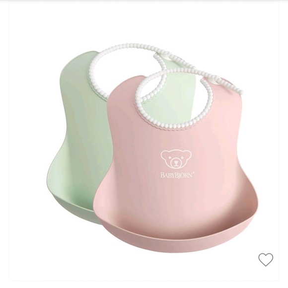 Baby Bjorn Baby Bib Powder Green/ Powder Pink 2pk - Picture 1 of 5